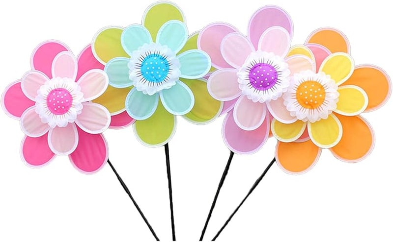 زهرة السمسم دوارة الرياح الملونة لتزيين الحدائق الخارجية والفناء والتخييم والنزهات - Image 1